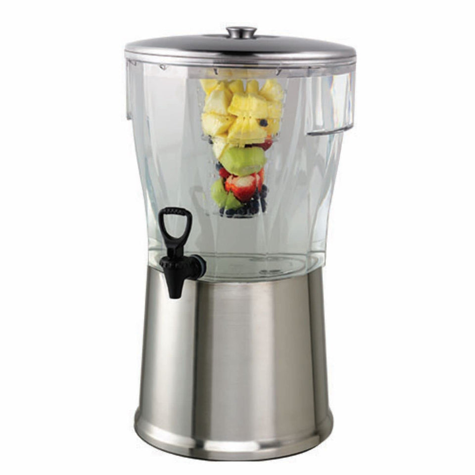 Service Ideas CBDRT5SS round dispenser with optional infuser tube for customizable drinks.