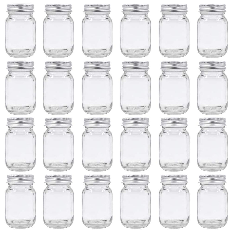 Sesyomr U Pack 2oz mason jar with silver lid, ideal for honey storage.