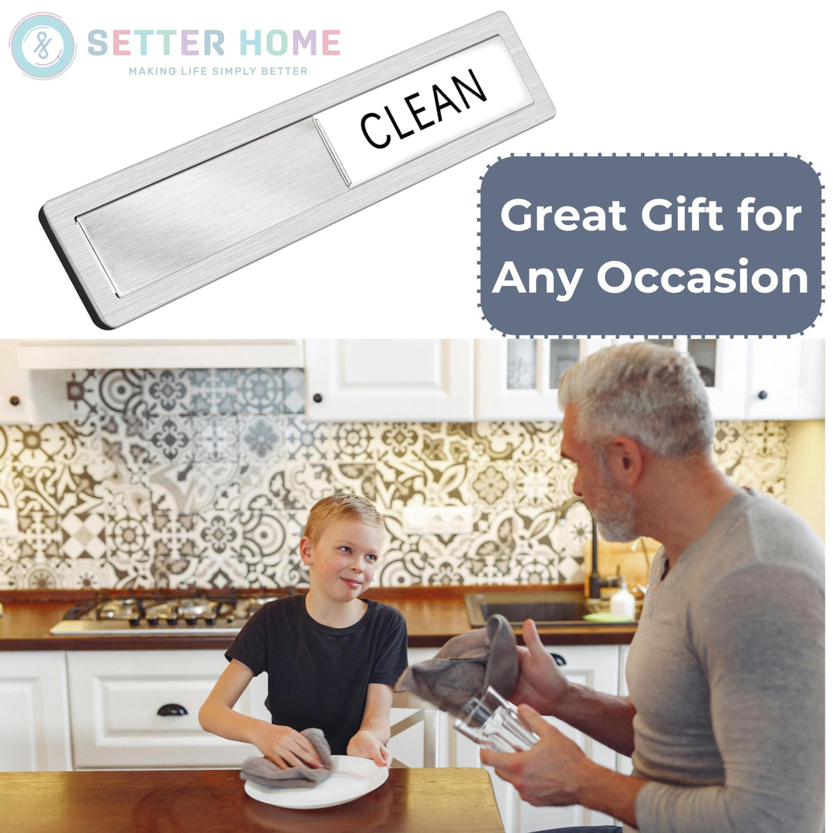SETTER HOME Dishwasher-status-indicator helps organize kitchen flow with clear cues.