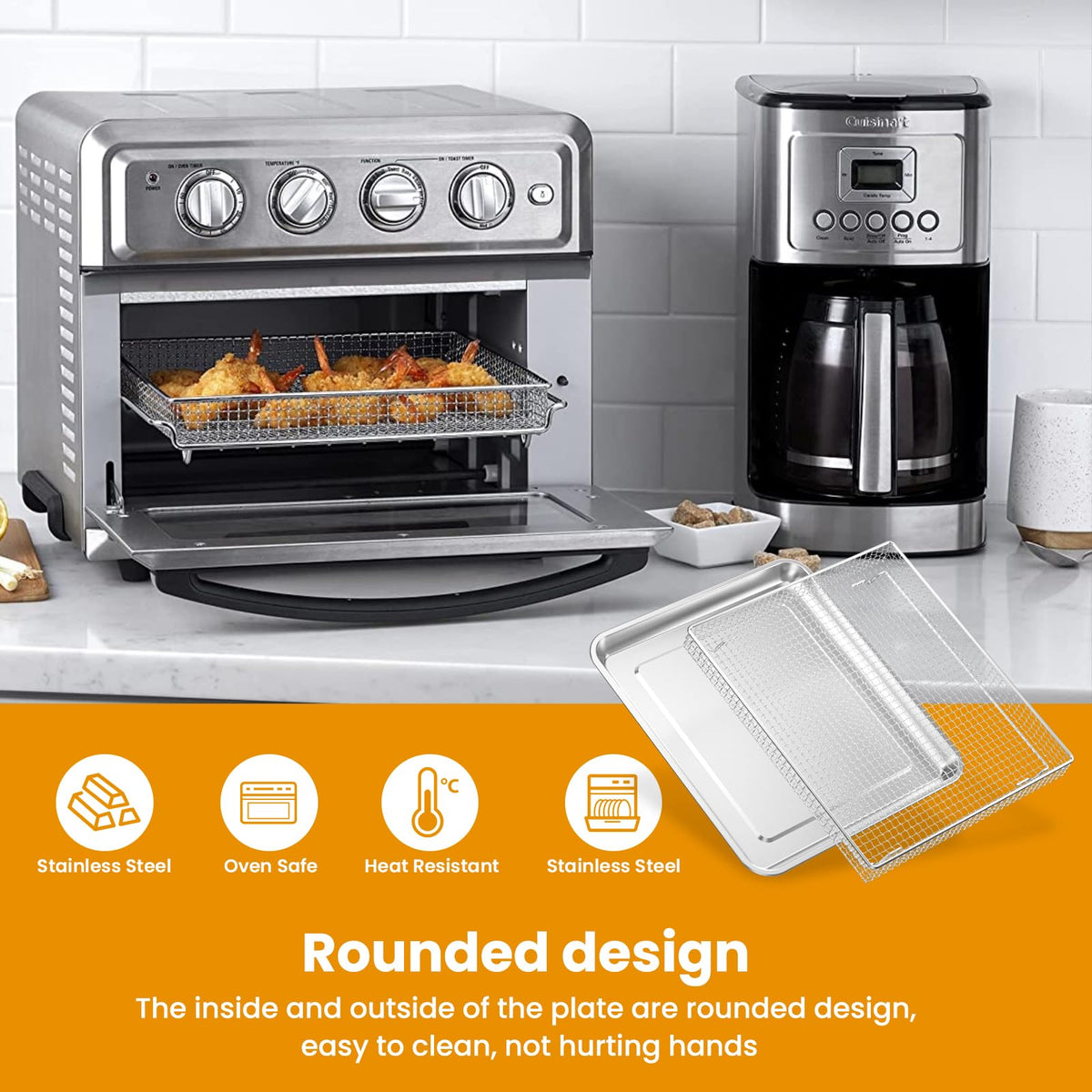 SettleDown air fryer basket with mesh design promotes airflow for crisp results.