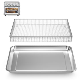 SettleDown air fryer tray pan 12.4 by 11 inches fits Cuisinart TOA series for even heating.