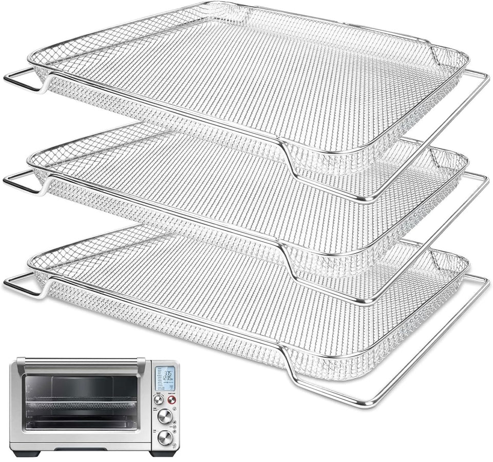 SettleDown Breville Pro mesh basket top view showing a 3-piece set for even cooking
