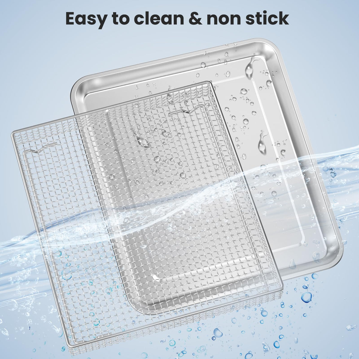 Dishwasher-safe SettleDown basket and tray for easy cleanup