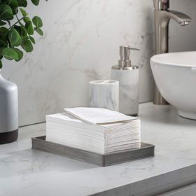 SETUP bathroom napkins for hands drying and quick cleanups.