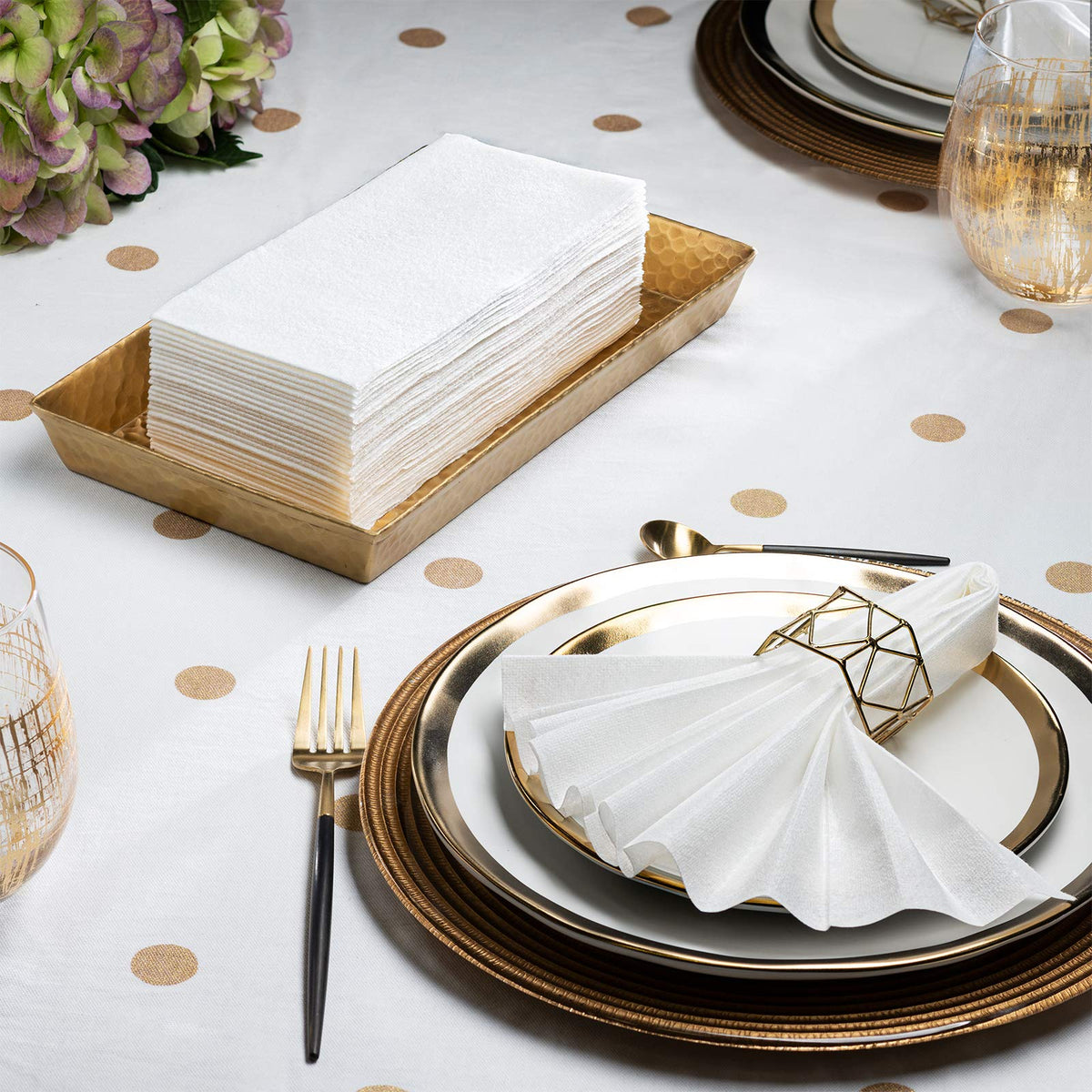 SETUP hygienic disposable towels for guest use and simple cleanup.
