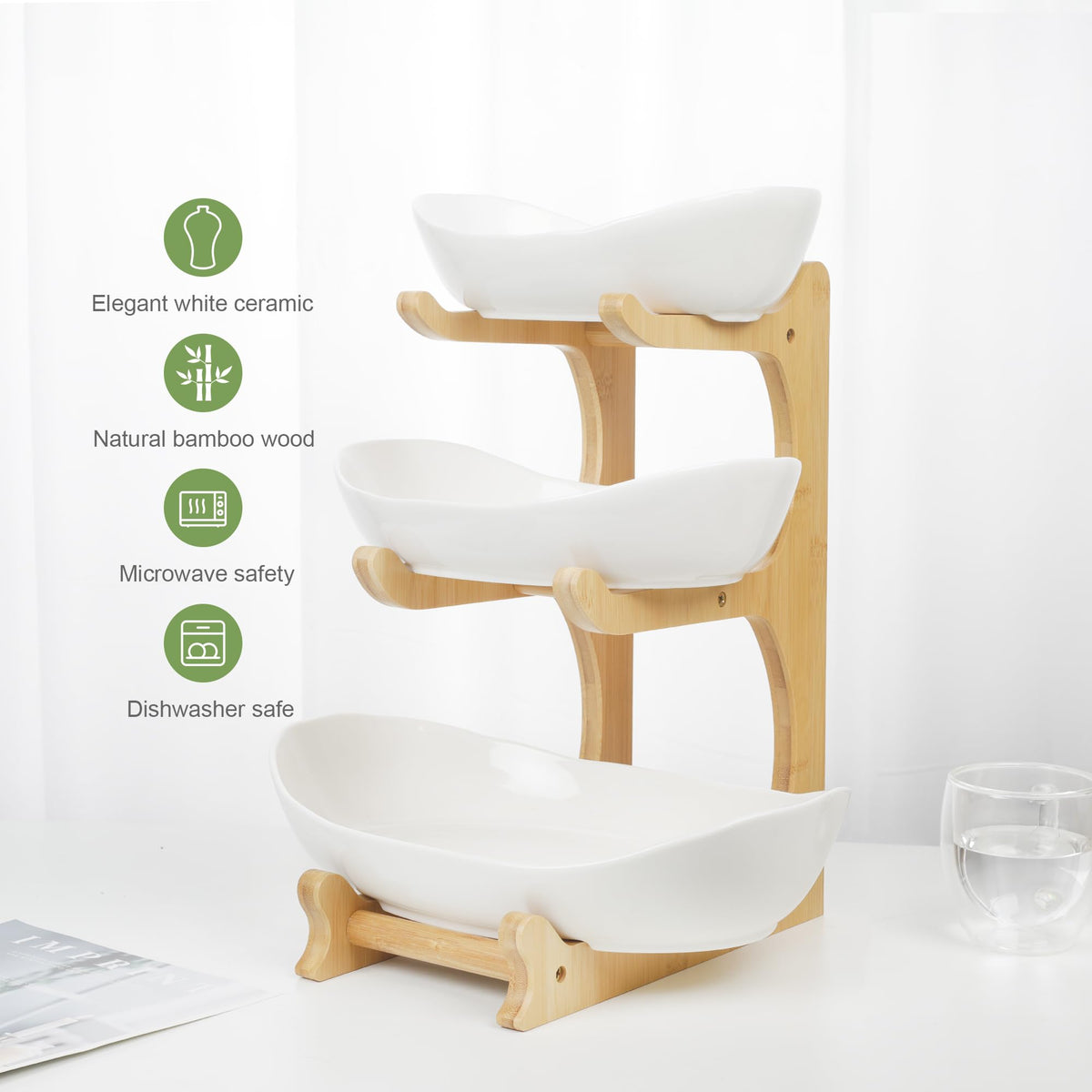 Bottom tier desserts and vegetables presented attractively in Seven Sparta Plus.