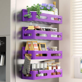 Sevenblue 4-pack magnetic spice rack on fridge door holding jars within reach