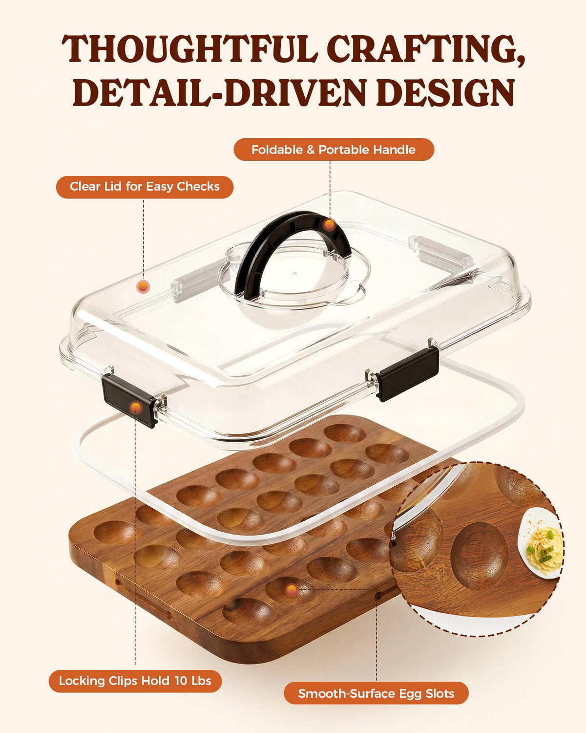 Sevenblue airtight seal with gasket keeps eggs fresh on the go.