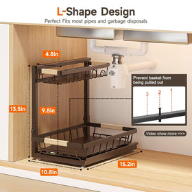 Sevenblue adjustable-height under-sink organizer fits varied cabinet heights