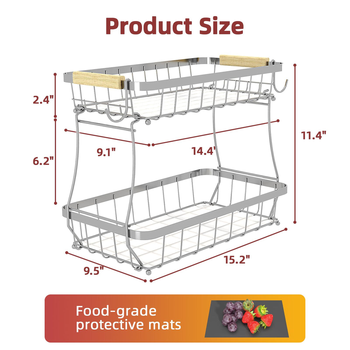 Sevenblue anti-slip leg pads stabilize the basket on countertops.