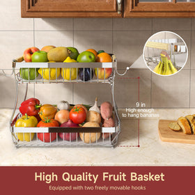 Sevenblue banana hangers in action keep bananas organized and fresh.
