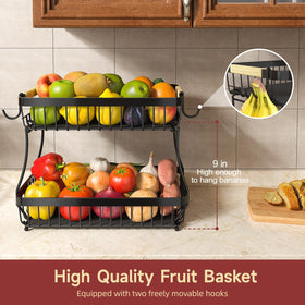 Sevenblue banana hangers in use to keep bananas fresh and bruise-free