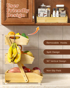 Sevenblue banana hooks on basket prevent squishing and premature ripening
