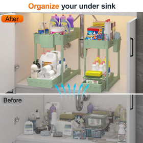 Sevenblue bathroom cabinet organizer installs without tools and fits tight spaces.