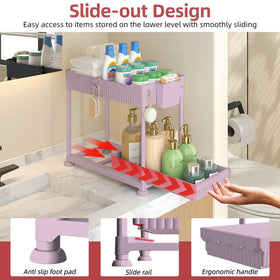 Sevenblue bathroom storage with dual baskets keeps cleaners organized under the sink