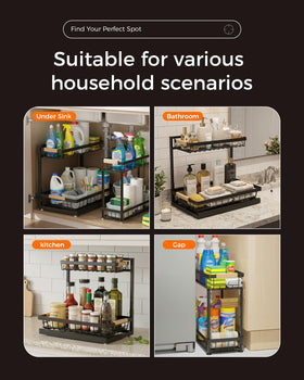 Sevenblue compact storage basket adds extra space in narrow cabinets
