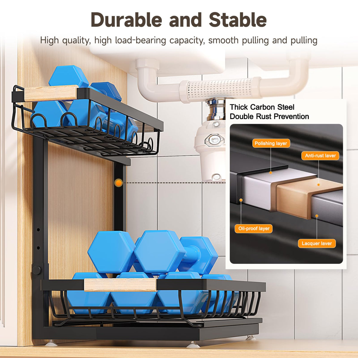 Sevenblue durable carbon steel construction supports heavy storage