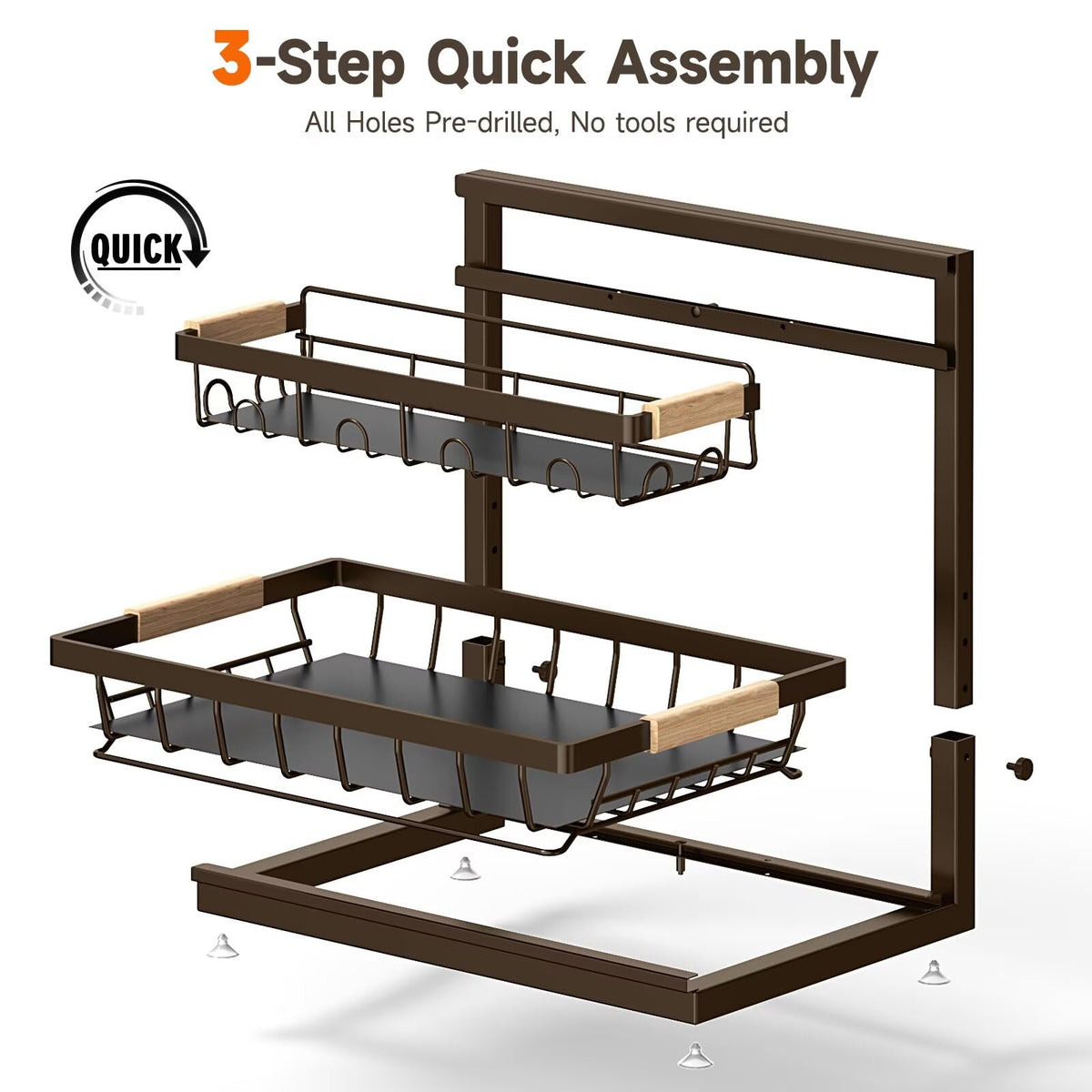 Sevenblue easy-to-clean surface under-sink organizer simplifies maintenance