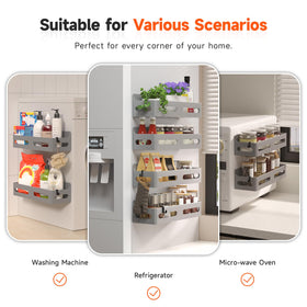 Sevenblue multi-surface magnetic storage on microwaves or whiteboards for versatile use.
