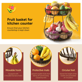 Sevenblue fruit basket displayed on a counter for organized fruit and bread storage.