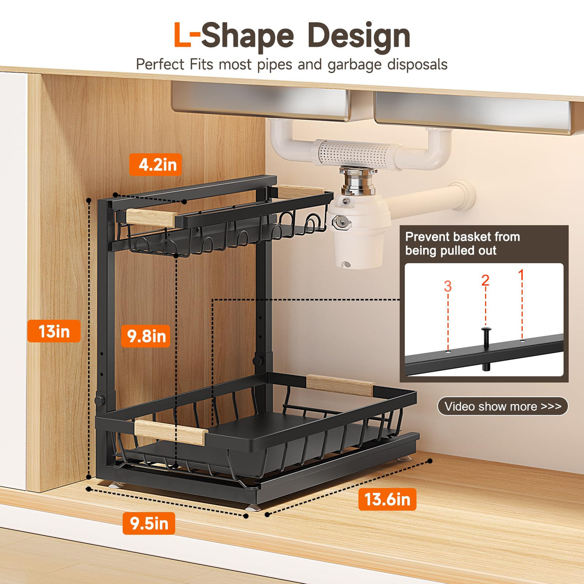 Sevenblue height-adjustable 2-tier setup adapts to cabinet heights 11 to 13 inches