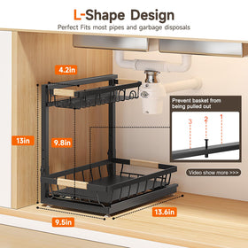 Sevenblue height-adjustable 2-tier setup adapts to cabinet heights 11 to 13 inches