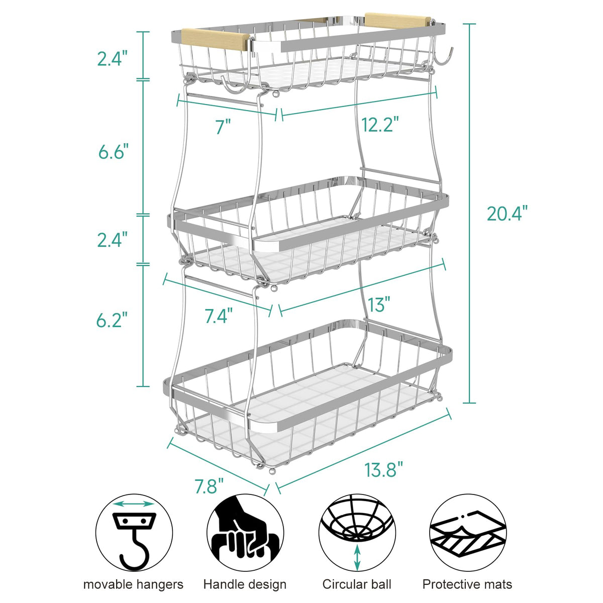 Sevenblue large-capacity fruit basket ideal for apples and oranges on the counter