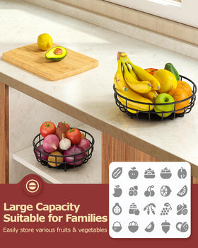 Sevenblue large kitchen counter fruit bowl offers ample produce storage.