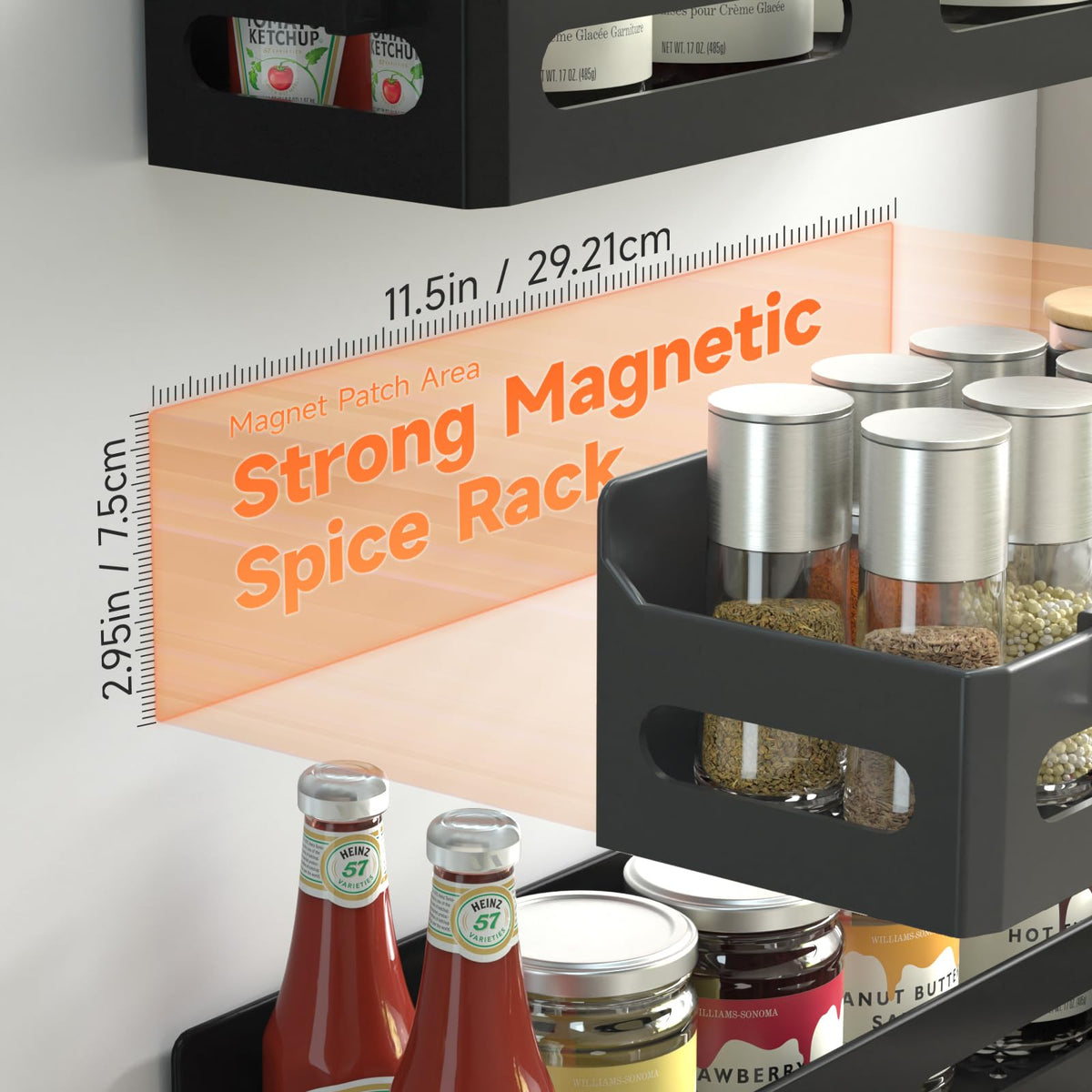 Sevenblue magnetic rack with four hooks adds space for utensils