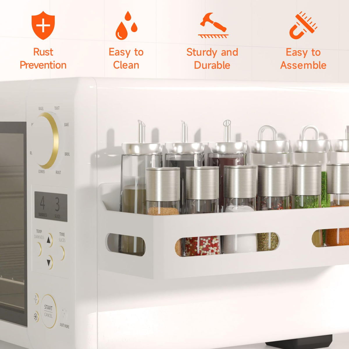 Sevenblue multipurpose magnetic storage rack for metal surfaces and appliances.