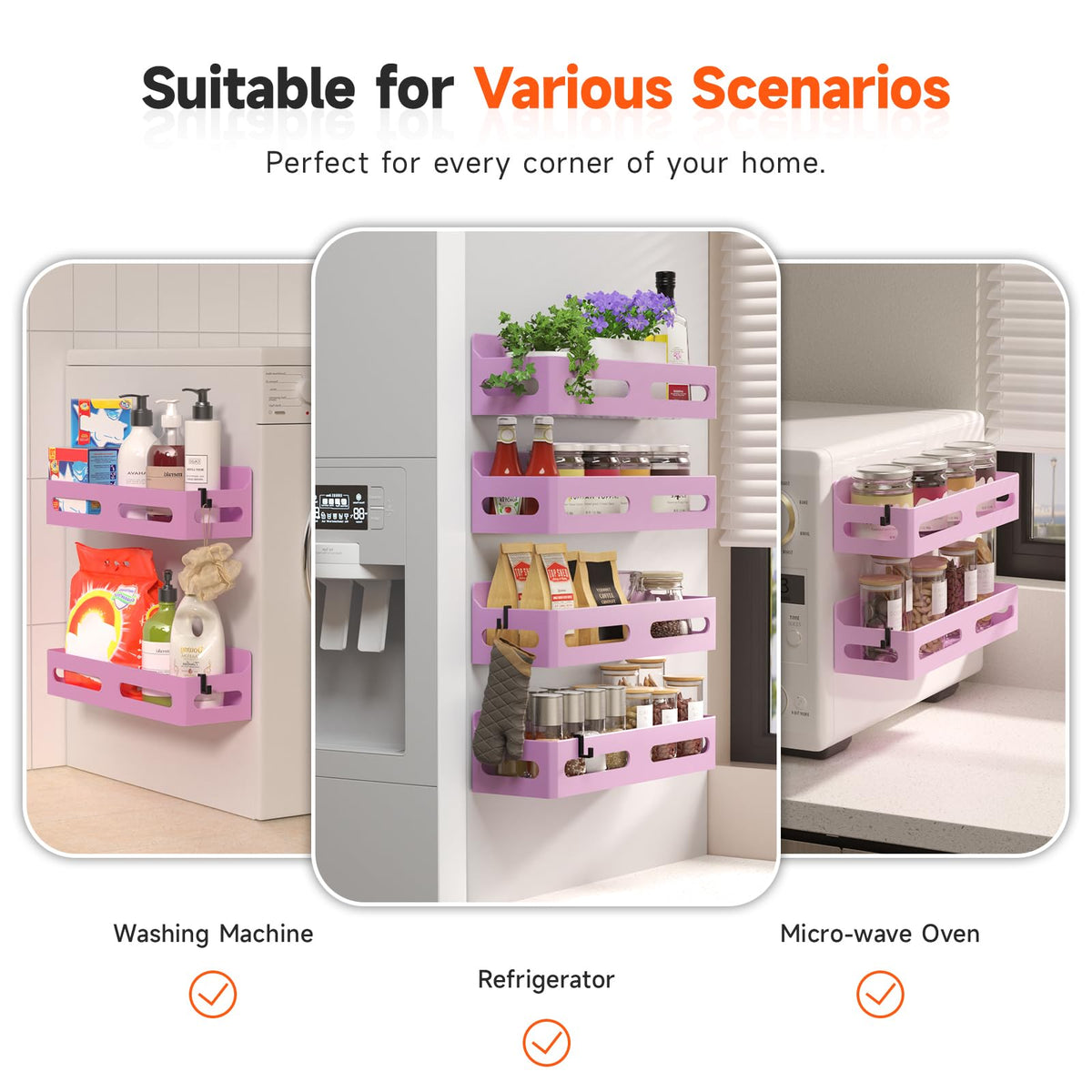 Sevenblue multipurpose magnetic rack fits on any magnetic surface, from fridge to whiteboard.