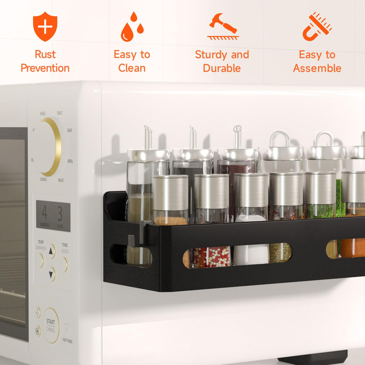 Sevenblue magnetic storage rack suitable for fridge, microwave, whiteboard, or tool wall