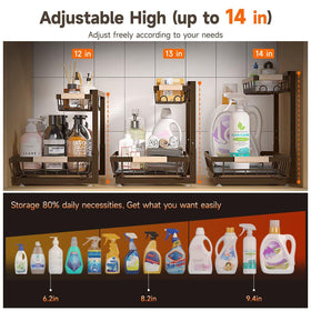 Sevenblue plumbing-friendly design under-sink organizer keeps tall bottles accessible