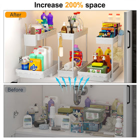 Sevenblue pull-out drawers improve access to under-sink items.
