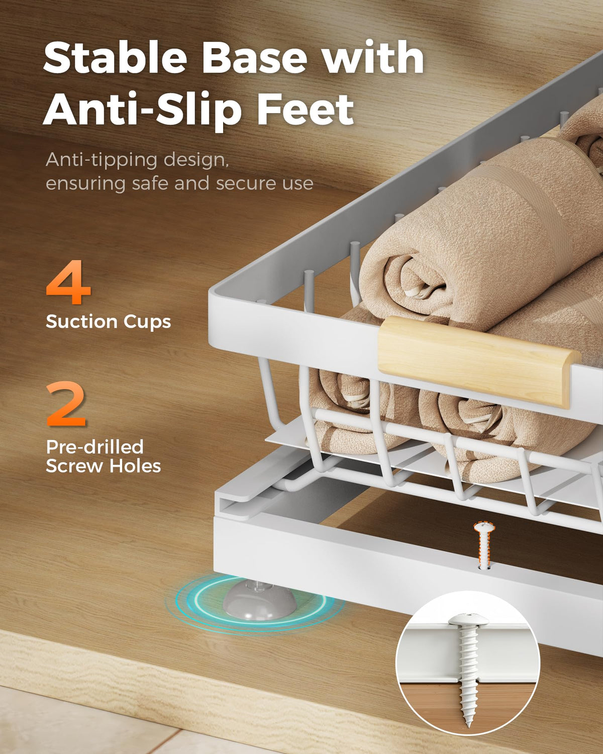 Sevenblue rust-resistant baked finish keeps the surface clean and stylish.
