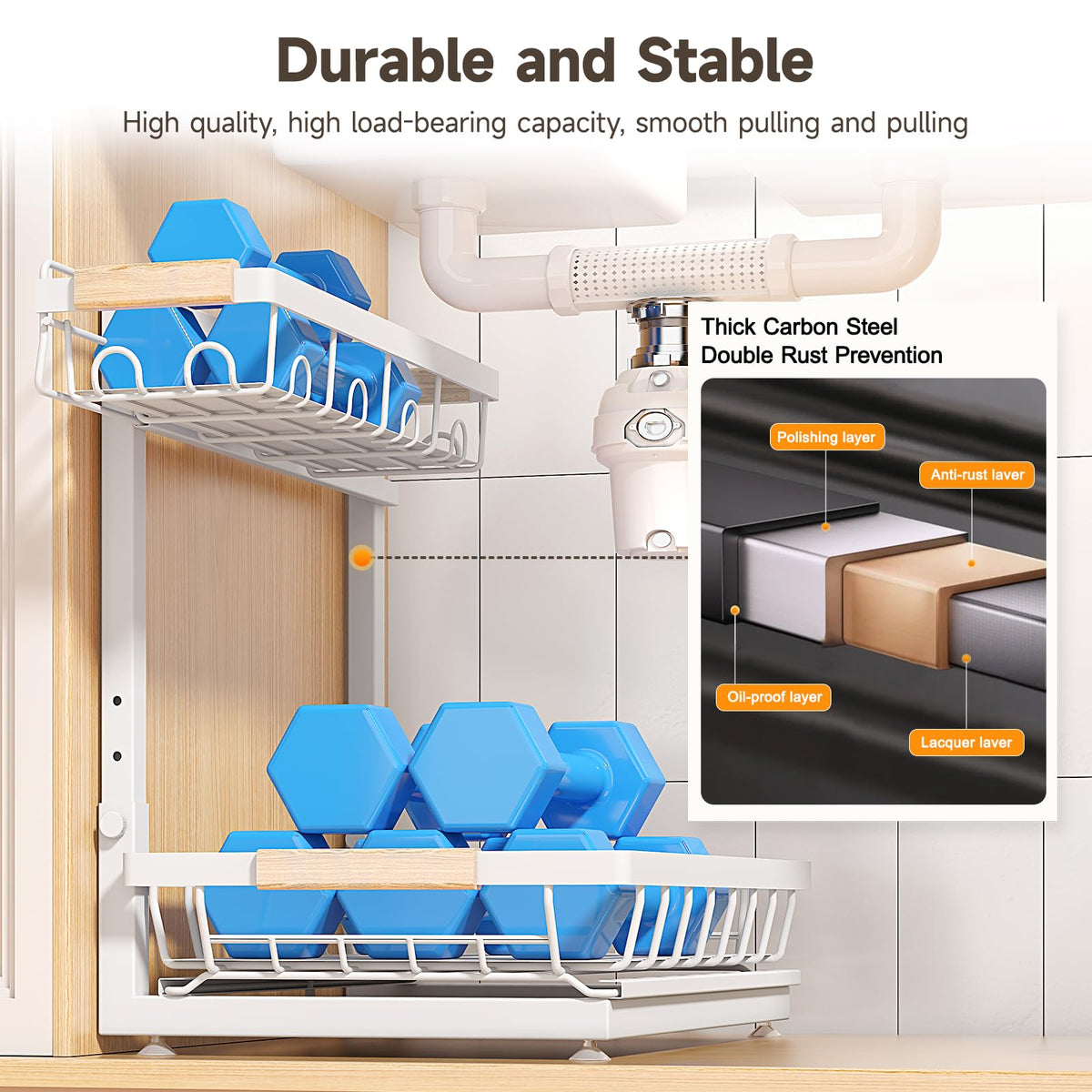 Sevenblue rust-resistant baked finish keeps cleaning effortless.