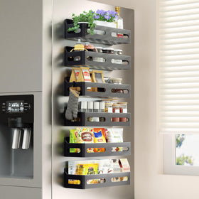 Sevenblue six-pack magnetic spice racks on fridge door securely hold up to eight pounds