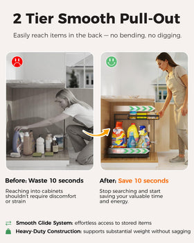 Sevenblue steel construction under-sink organizer supports sturdy storage