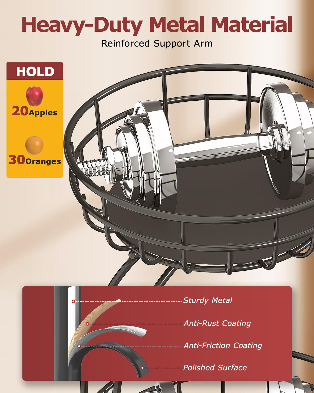 Sevenblue tilt-free design ensures a stable fruit bowl.