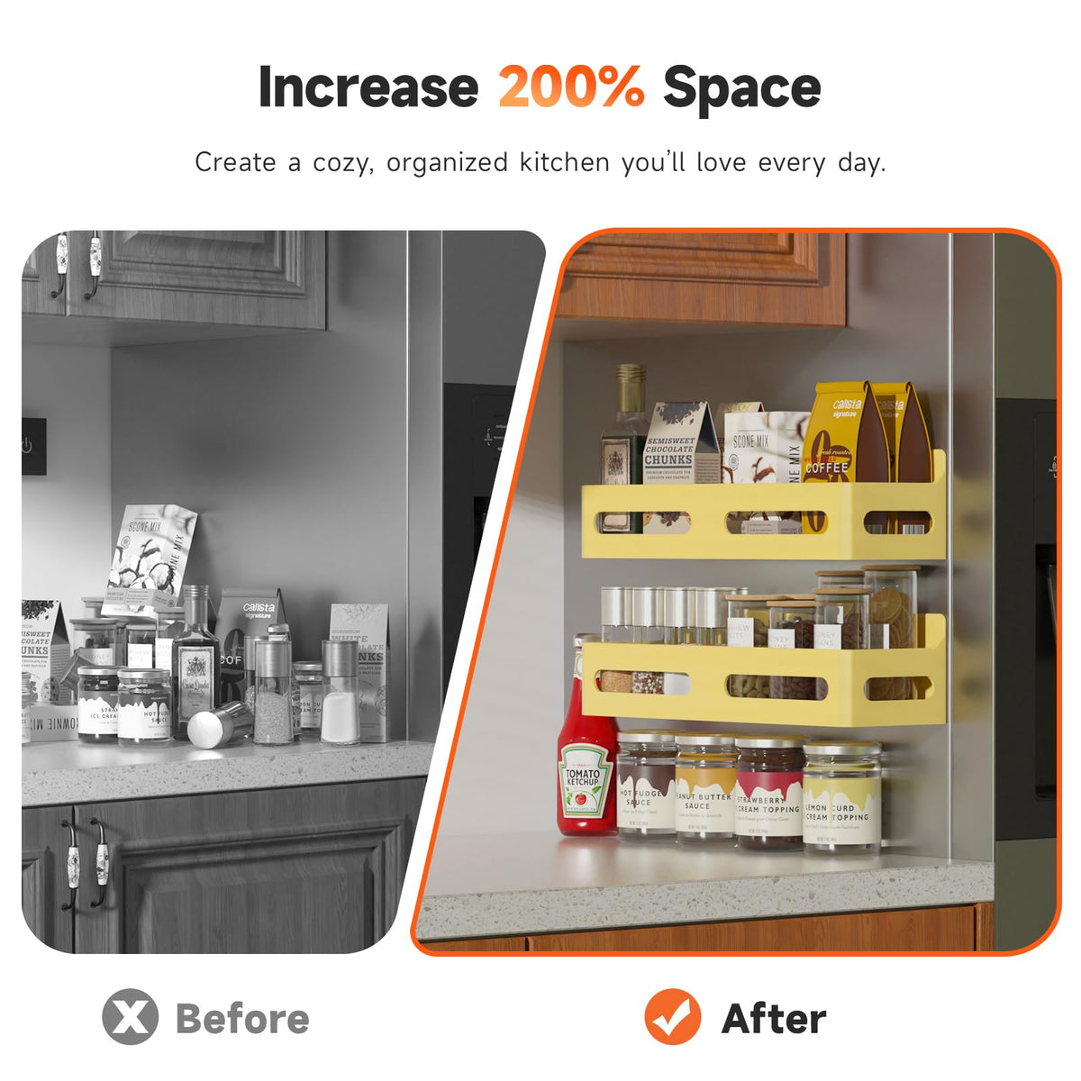 Sevenblue rack with twelve spice jars capacity helps organize spices efficiently.