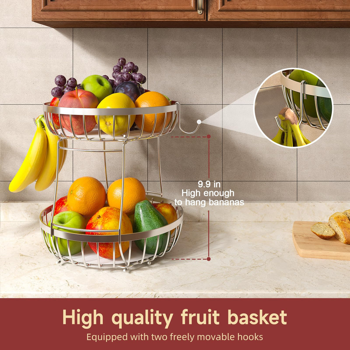 Sevenblue two-tier fruit bowl with ample space for produce.