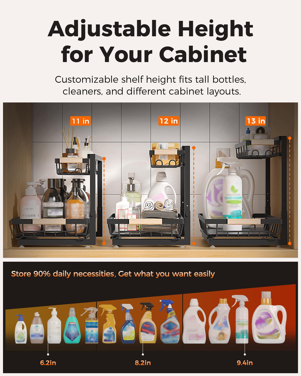 Sevenblue two-tier sliding drawers providing smooth access to stored items