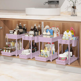 Sevenblue under-sink organizer with pull-out two-tier design for easy bottle access