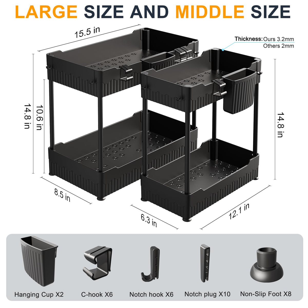 Sevenblue thick plastic construction and sturdy tubes for durable under-sink storage