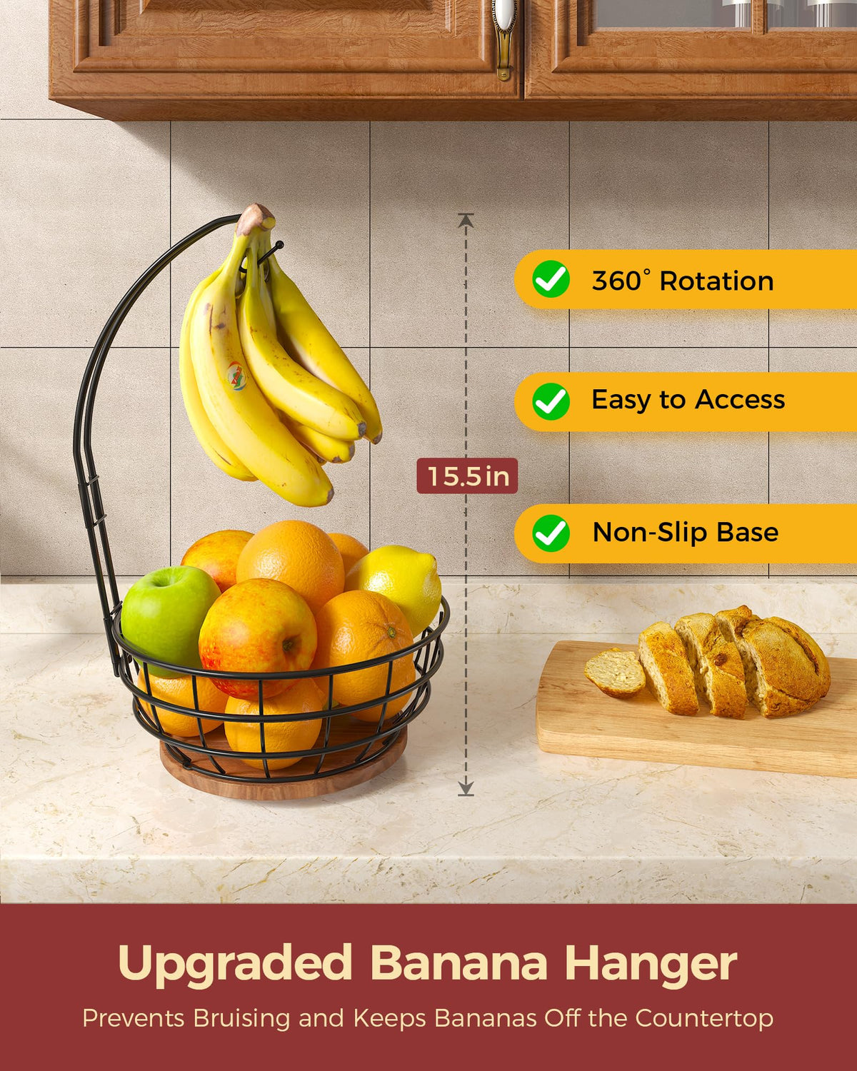 Sevenblue upgraded banana hanger provides strong support for bunches on a sturdy base