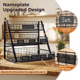 Sevenblue upgraded egg holder 3-tier pull-out basket for easy access and organization
