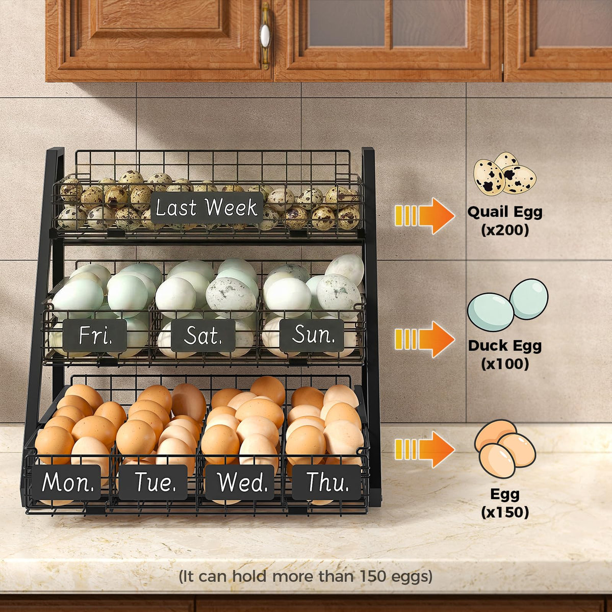Sevenblue upgraded egg holder countertop keeps eggs organized on the counter