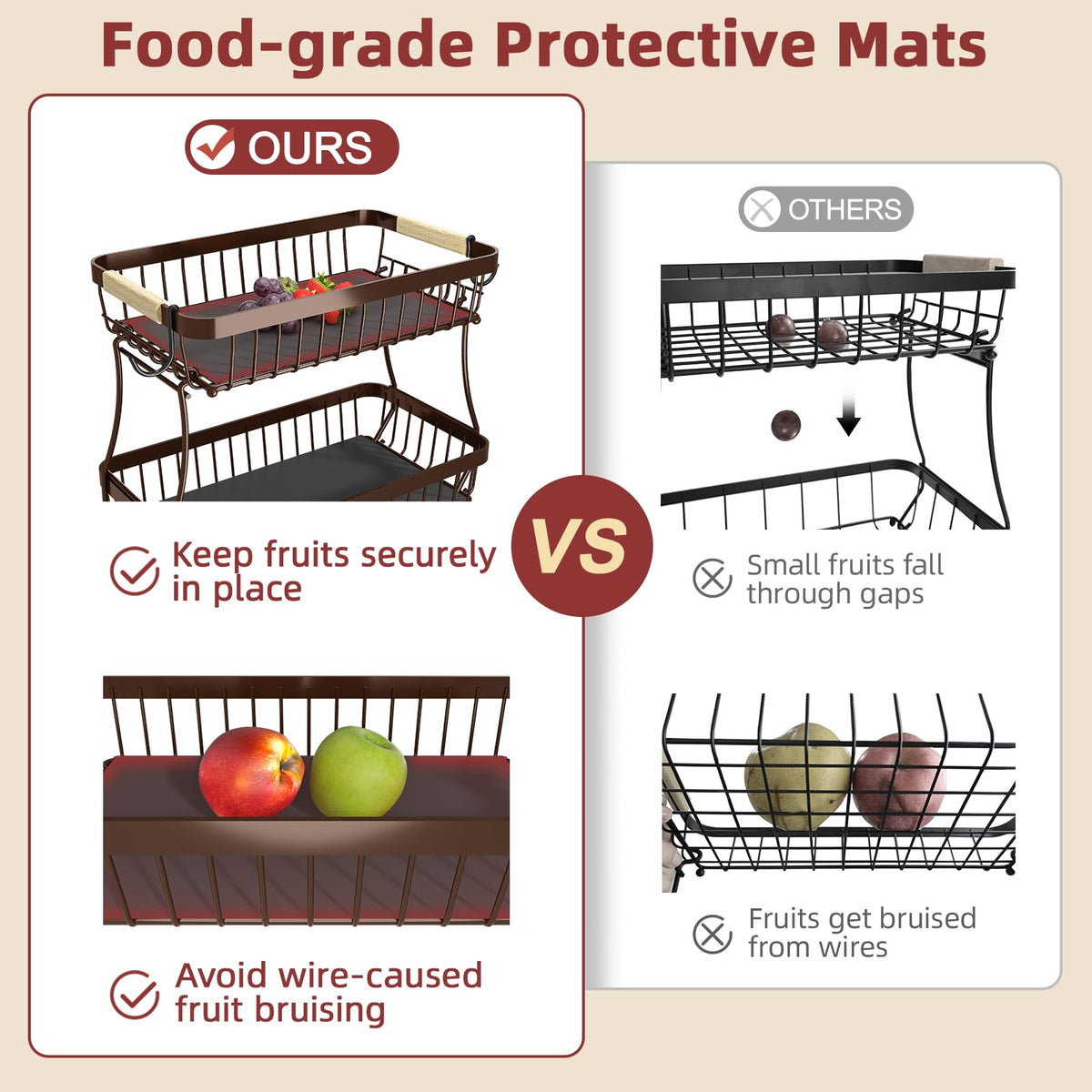 Sevenblue wooden-handle design adds rustic charm during fruit serving.