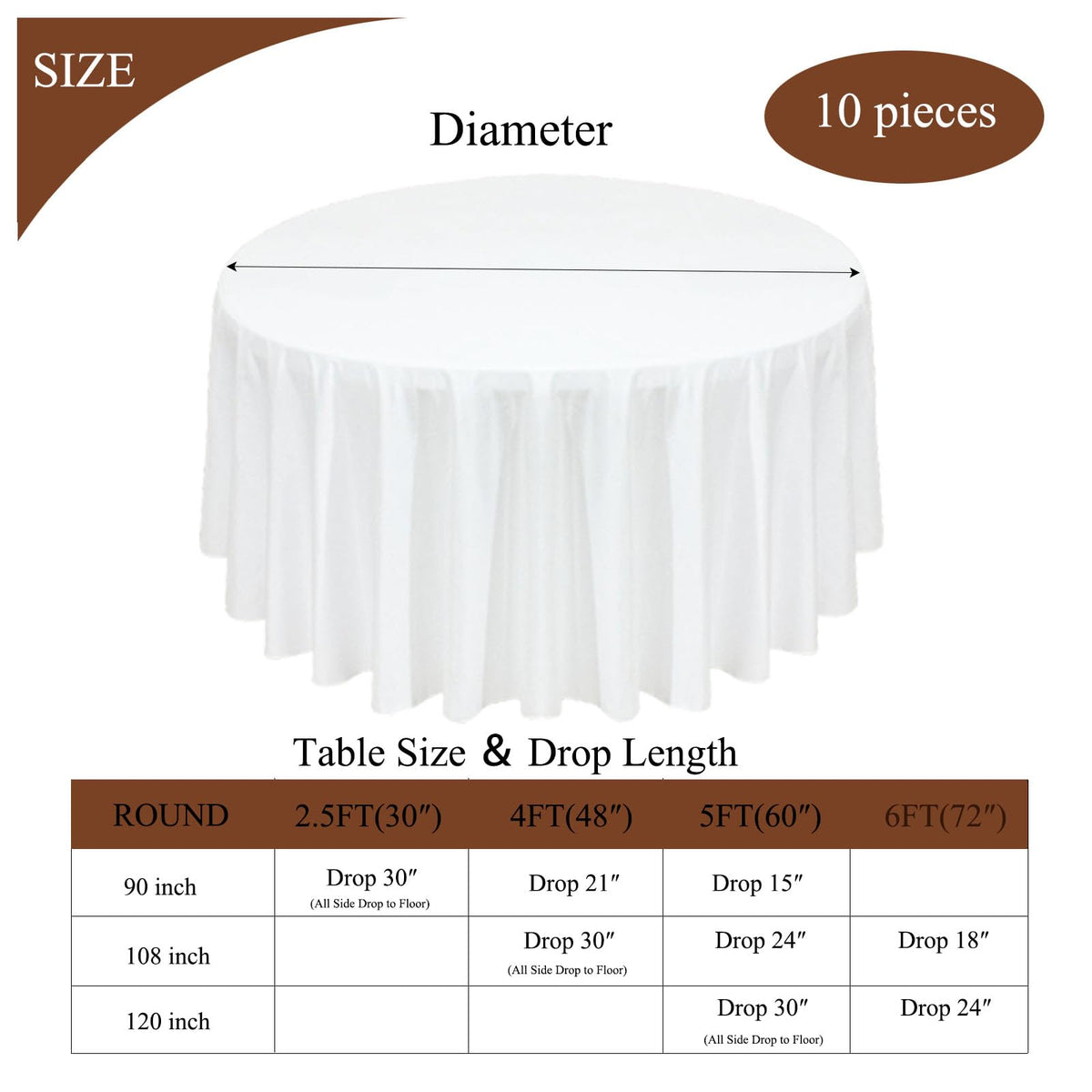 Seveups hemmed seamless edges offer a neat, polished table appearance.