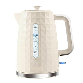 Seydere 1.7L beige electric kettle with clear water window for precise filling